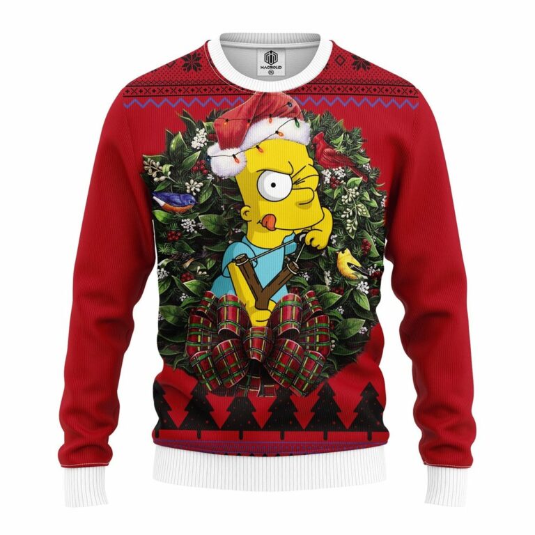 Bart Simpson Playing Noel Mc Ugly Christmas Sweatshirt