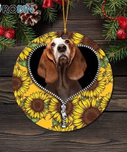 Basset Hound Sunflower Zipper Christmas Ornament Basset Hound Sunflower Zipper Christmas Ornament