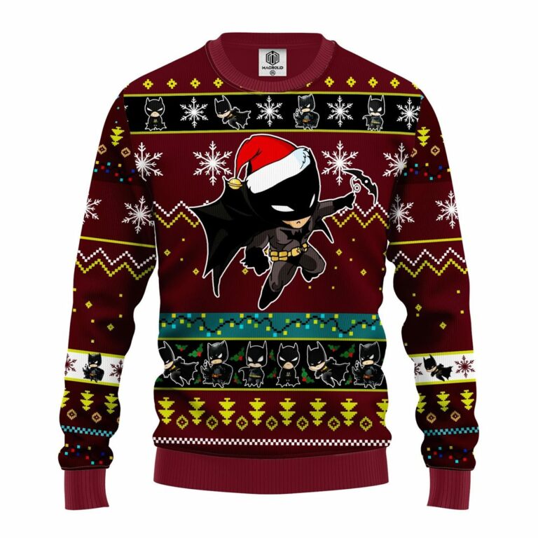 Batman Ugly Christmas Sweatshirt Red Brown