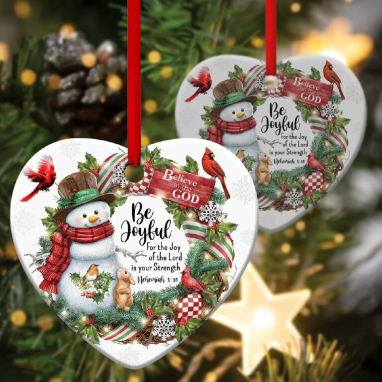 Be Joyful Snowman Heart Ornament
