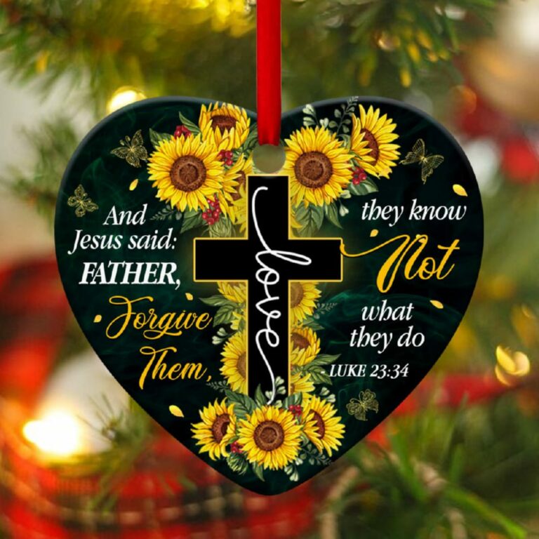 Beautiful Christian Heart Ornament Father, Forgive Them