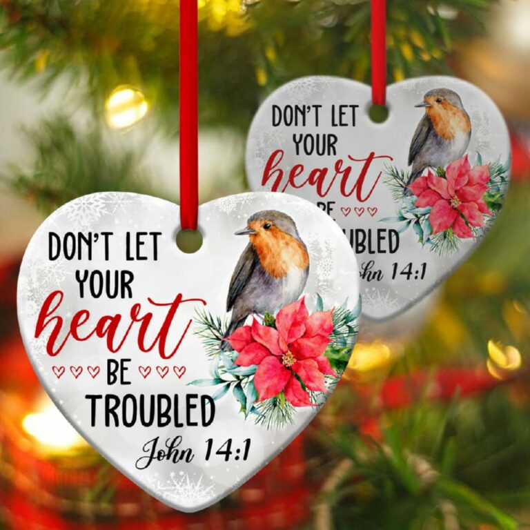 Beautiful Robin Redbreast Heart Ornament
