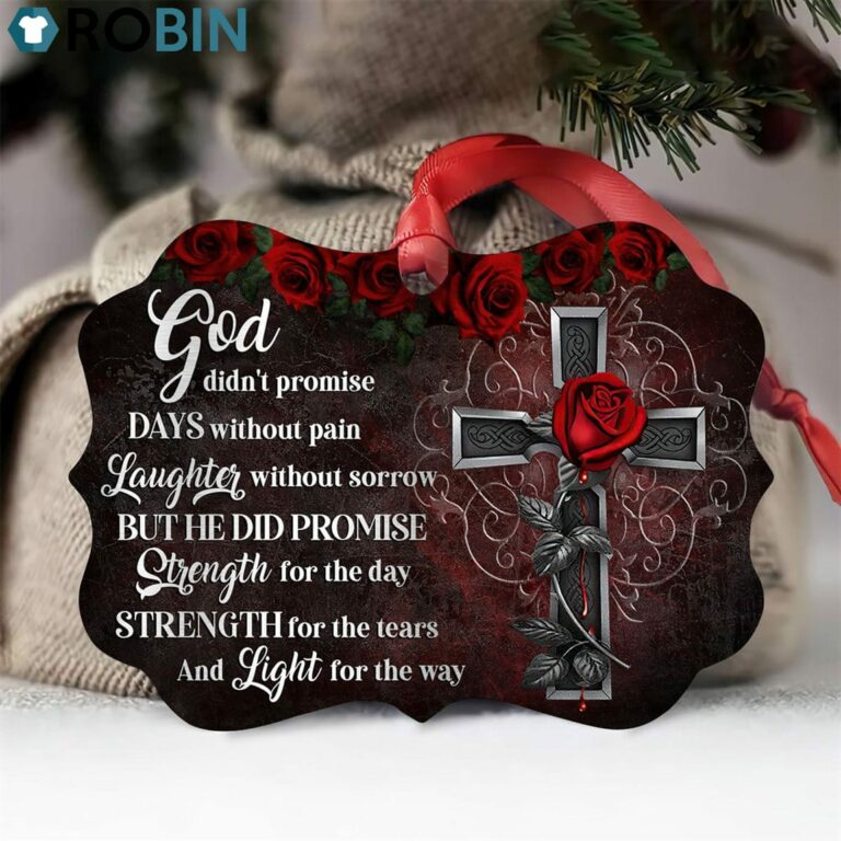 Beautiful Rose And Cross Ornament – He Did Promise Strength For The Day A