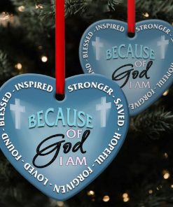 because of god i am saved jeus heart ornament 1 6GBF2