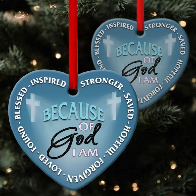 Because Of God, I Am Saved Jeus Heart Ornament