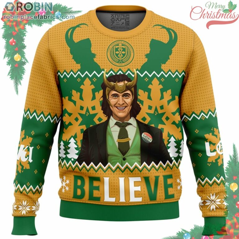 Believe Loki Marvel Ugly Christmas Sweater
