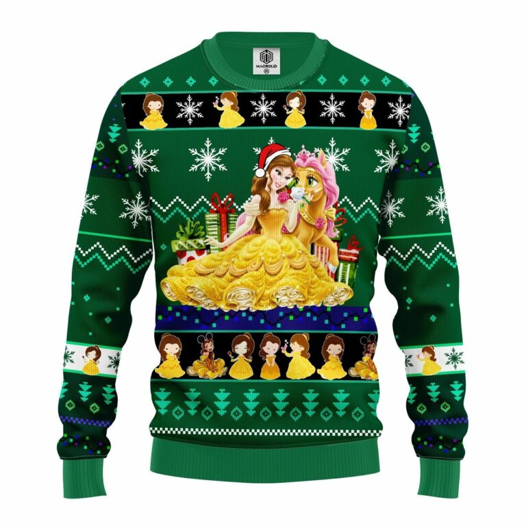 Bella Beauty And The Beast Ugly Christmas Sweatshirt Green