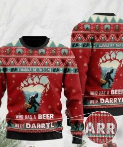 Bigfoot I Wanna Be The One Who Has A Beer With Darryl Ugly Christmas Sweatshirt, Sweater