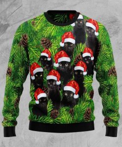 Black Cat Christmas Tree Ugly Christmas Sweatshirt, Sweater