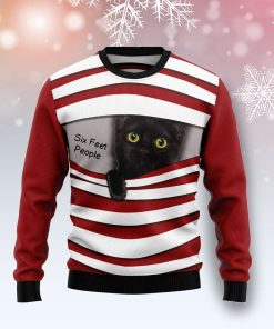 Black Cat Six Feet Ugly Christmas Sweatshirt, Sweater