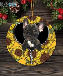 black french bulldog sunflower zipper christmas ornament 1 exvdku