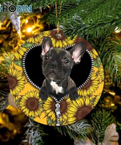 Black French Bulldog Sunflower Zipper Christmas Ornament Black French Bulldog Sunflower Zipper Christmas Ornament