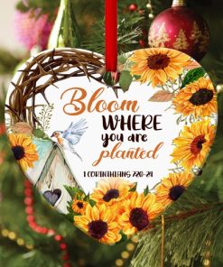 bloom where you are planted special sunflower heart ornament 1 XOxFf