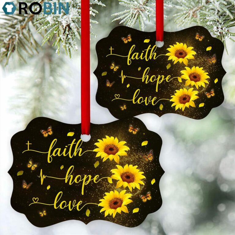 Blooming Sunflower Ornament – Faith, Hope, Love