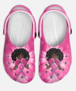 Breast Cancer File Like A Girl Black Woman Classic Clog, Unisex Crocs Shoes