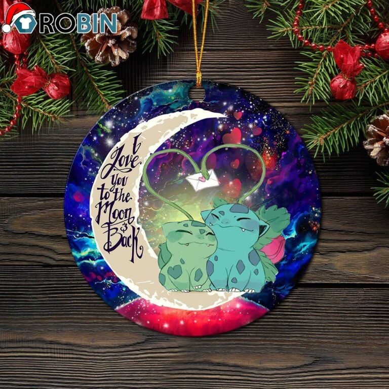 Bulbasaur Couple Pokemon Love You To The Moon Galaxy Circle Ornament – Christmas Decorations