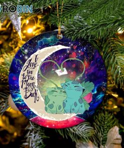 Bulbasaur Couple Pokemon Love You To The Moon Galaxy Circle Ornament – Christmas Decorations