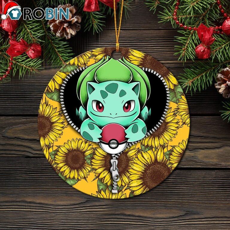Bulbasaur Pokemon Sunflower Zipper Ornament – Christmas Decorations