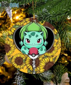 Bulbasaur Pokemon Sunflower Zipper Ornament – Christmas Decorations