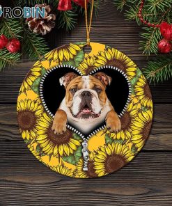 bull dog sunflower zipper circle ornament christmas decorations 1 ymmrci