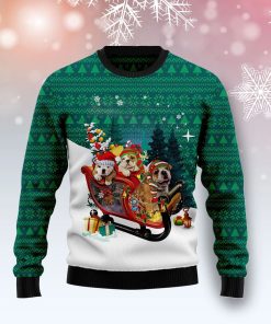 Bulldog Sleigh Christmas Ugly Sweatshirt, Sweater