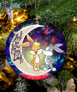 Bunny Couple Love You To The Moon Galaxy Circle Ornament – Christmas Decorations Bunny Couple Love You To The Moon Galaxy Circle Ornament – Christmas Decorations