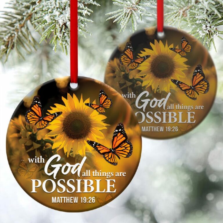 Butterfly And Sunflower Circle Ornament Believe In God