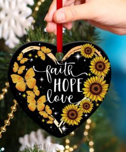 Butterfly And Sunflower Heart Ornament Believe In God Butterfly And Sunflower Heart Ornament Believe In God