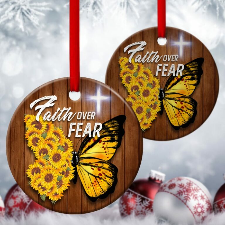 Butterfly Christian Circle Ornament Faith Over Fear
