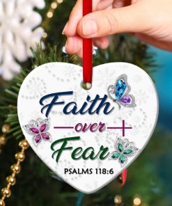 Butterfly Christian Heart Ornament Faith Over Fear Butterfly Christian Heart Ornament Faith Over Fear