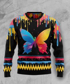 Butterfly Colorful Beauty Ugly Christmas Sweatshirt, Sweater