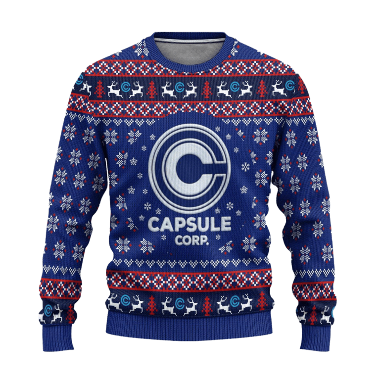 Capsule Corp Ugly Christmas Sweatshirt Dragon Ball Anime Xmas Gift