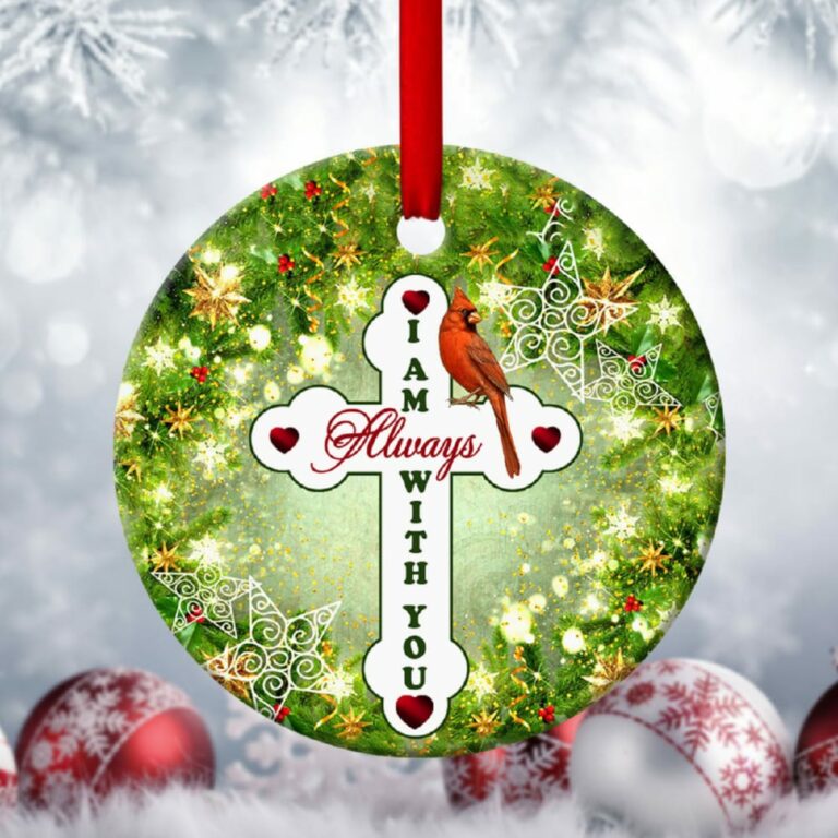 Cardinal Bird Circle Ornament God Is Always Beside You