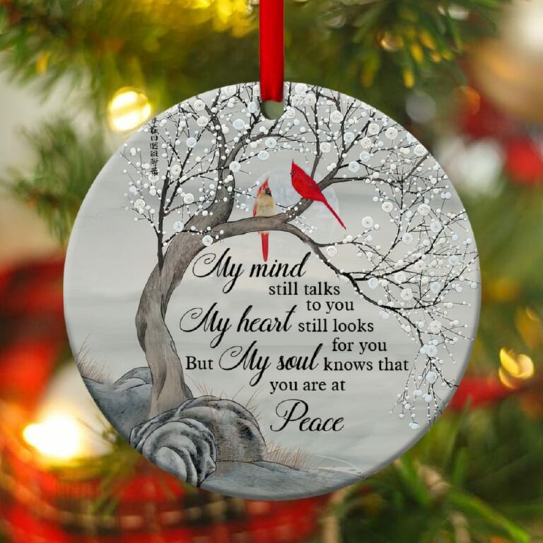 Cardinal Bird Circle Ornament You Are At Peace