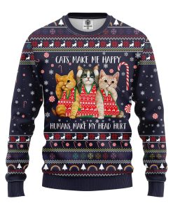 cat make me happy ugly christmas sweatshirt 1 c99CM