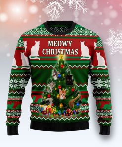 Cat Meowy Ugly Christmas Sweatshirt, Sweater