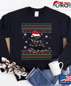 Cat Santa Hat Xmas Lights Lover Ugly Christmas Sweatshirt Gift Sweatshirt