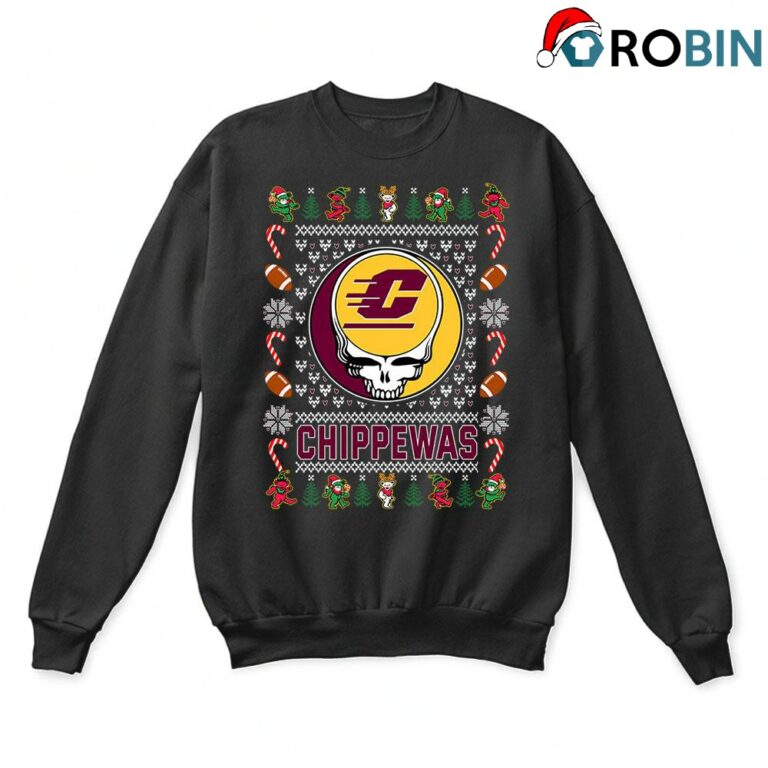 Central Michigan Chippewas X Grateful Dead Christmas Ugly Sweatshirt