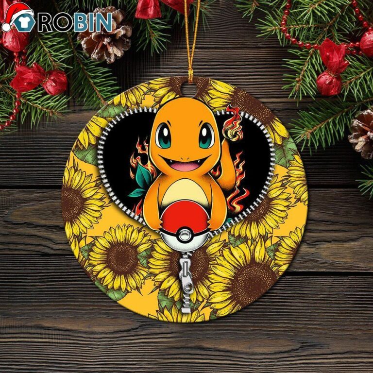 Charmander Pokemon Sunflower Zipper Ornament – Christmas Decorations