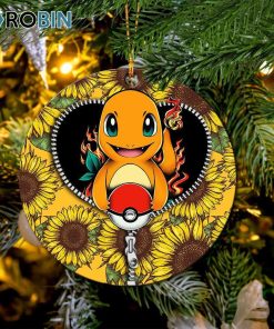 Charmander Pokemon Sunflower Zipper Ornament – Christmas Decorations Charmander Pokemon Sunflower Zipper Ornament – Christmas Decorations