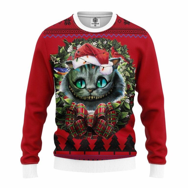 Cheshire Cat Alice In Wonderland Noel Mc Ugly Christmas Sweater