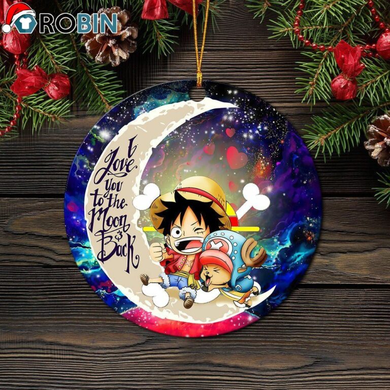 Chibi Luffy And Chopper One Piece Anime Love You To The Moon Galaxy Christmas Ornament