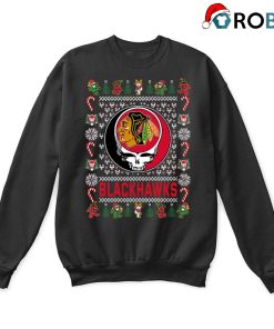 Chicago Blackhawks X Grateful Dead Ugly Christmas Sweatshirt