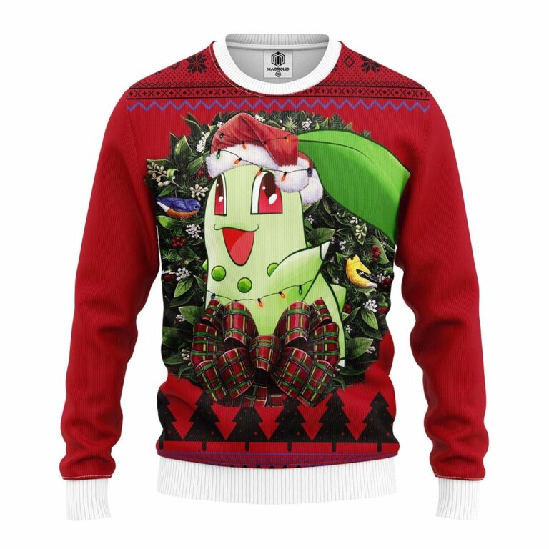 Chikorita Pokemon Noel Mc Ugly Christmas Sweatshirt