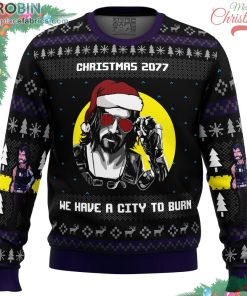 christmas cyberpunk 2077 ugly christmas sweater 213 0DMav