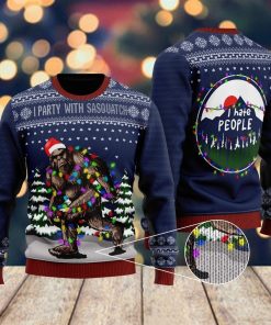Christmas I Party With Sasquatch Camping Knitting Pattern Christmas Christmas Ugly Sweatshirt, Sweater