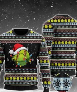 Christmas Softball Ball Santa Hat Christmas Ugly Sweatshirt, Sweater