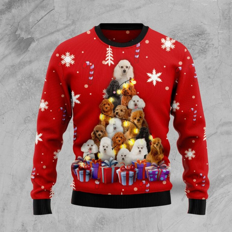 Christmas Tree Poodle Christmas Ugly Sweatshirt, Sweater