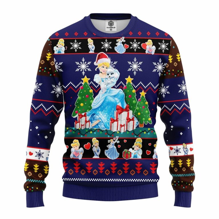 Cinderella Ugly Christmas Sweater Blue