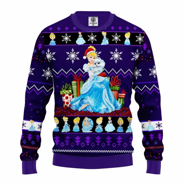 Cinderella Ugly Christmas Sweater Purple